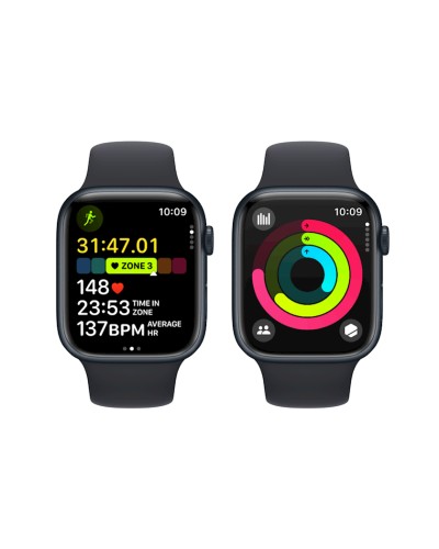 Ağıllı saat Apple Watch Series 9 41mm Midnight with Midnight Sport Band, S/M (MR8W3QI/A)