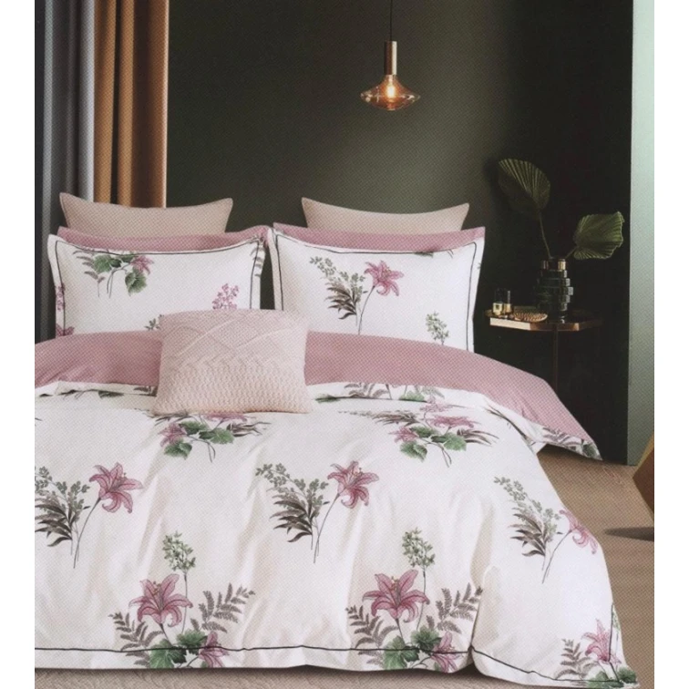 Комплект постельного белья MiraNova SF-704, пододеяльник 160x220 см, простыня 170x240 см, наволочка 50x70 см, односпальный, хлопок, белый/розовый