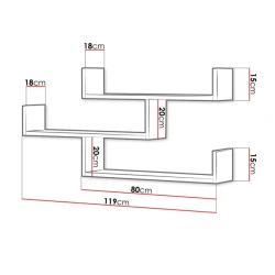 Divar rəfi Art Mebel 57, laminat, 44х95х15 sm, qəhvəyi
