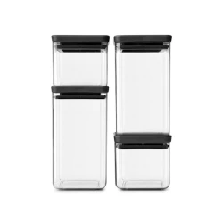 Набор контейнеров Brabantia Tasty+ , 2x0.7 л/2x1.6 л, пластик, прозрачный/серый, 4 шт