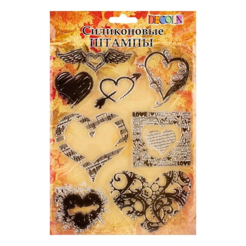 Силиконовые штампы Decola Сердечки, 8 шт