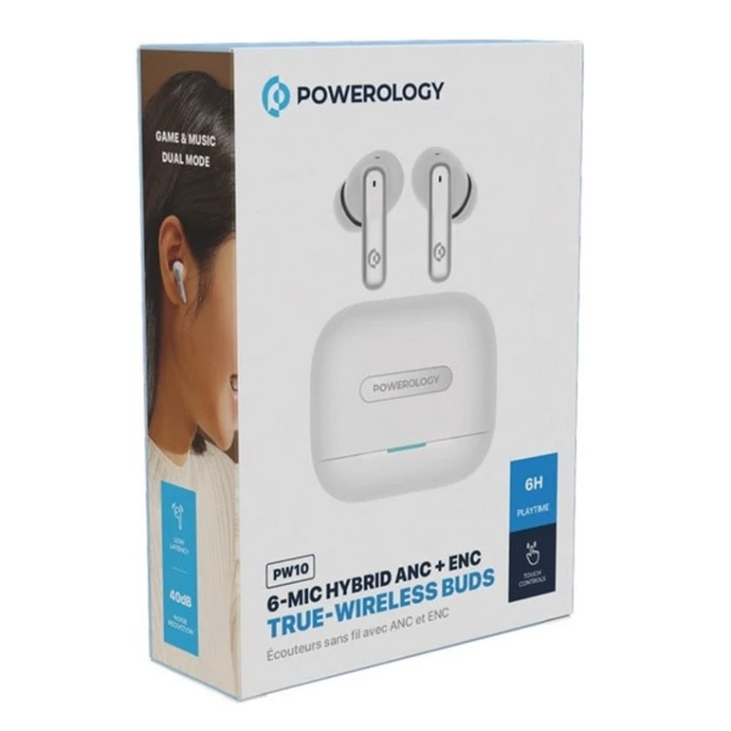 Беспроводные наушники Powerology 6 Mic Hybrid ANC + ENC True Wireless White Беспроводные наушники Powerology 6 Mic Hybrid ANC + ENC True Wireless White