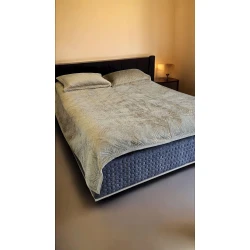 Набор с наволочками MiraNova 252, велюр/сатин, бежевый, покрывало 220x240 см, наволочки 50x70 см 2 шт