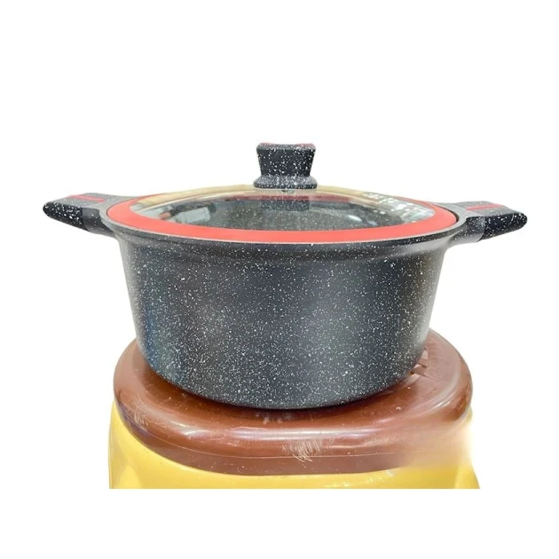 Набор кастрюль ZTW-QZ38, 22/24/28/32 см, биогранит/стекло, черный