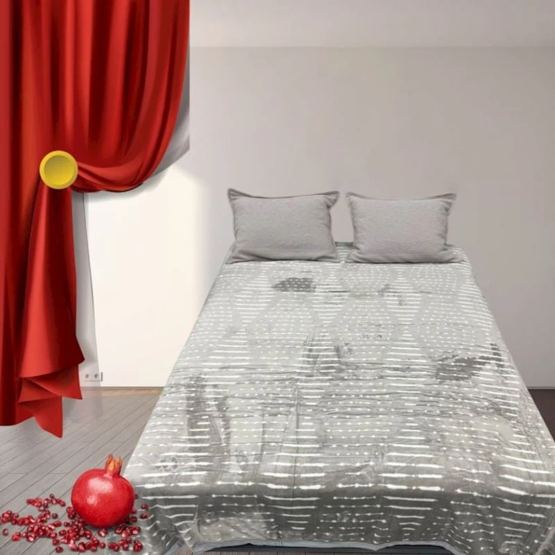 Örtük Narlı 000981, 230x250 sm, ikinəfərlik, bambuk, boz