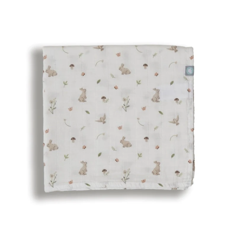 Детский плед Funnababy Grass, хлопок, белый/бежевый, 120x120 см Детский плед Funnababy Grass, хлопок, белый/бежевый, 120x120 см