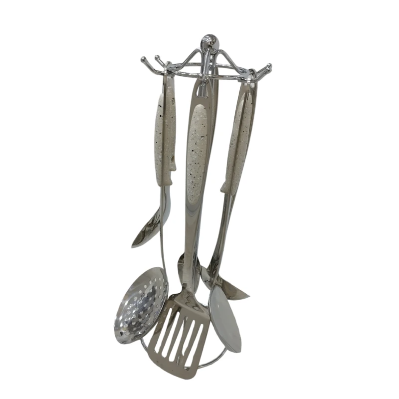 Набор кухонных принадлежностей HMSD_GC05 сталь, серебристый/кремовый, 6 шт, ложка 25 см/шумовка 33 см/лопатка с прорезями 33 см/ложка 34 см/половник 32 см/вилка 35 см Набор кухонных принадлежностей HMSD_GC05 сталь, серебристый/кремовый, 6 шт, ложка 25 см/шумовка 33 см/лопатка с прорезями 33 см/ложка 34 см/половник 32 см/вилка 35 см