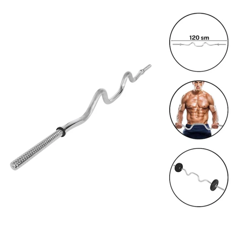 Ştanq üçün qrif WS0079 F30 çox əyilmiş, 120 sm, gümüşü Ştanq üçün qrif WS0079 F30 çox əyilmiş, 120 sm, gümüşü