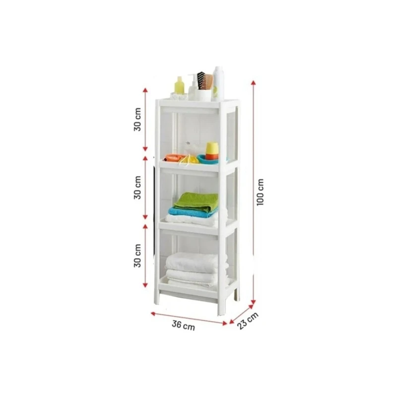 Этажерка, 38x23x100 см, пластик, белая