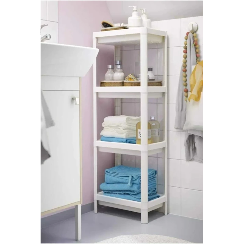 Этажерка, 38x23x100 см, пластик, белая