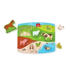 Головоломка Hape Farm Animal Puzzle&Play, 29.4x2.4x24.4 см, разноцветная