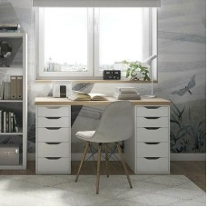 Yazı masası 3563_M2StolTumba6Roliki2Whson Ağ/Sonoma, LDSP, 75x55x140 sm