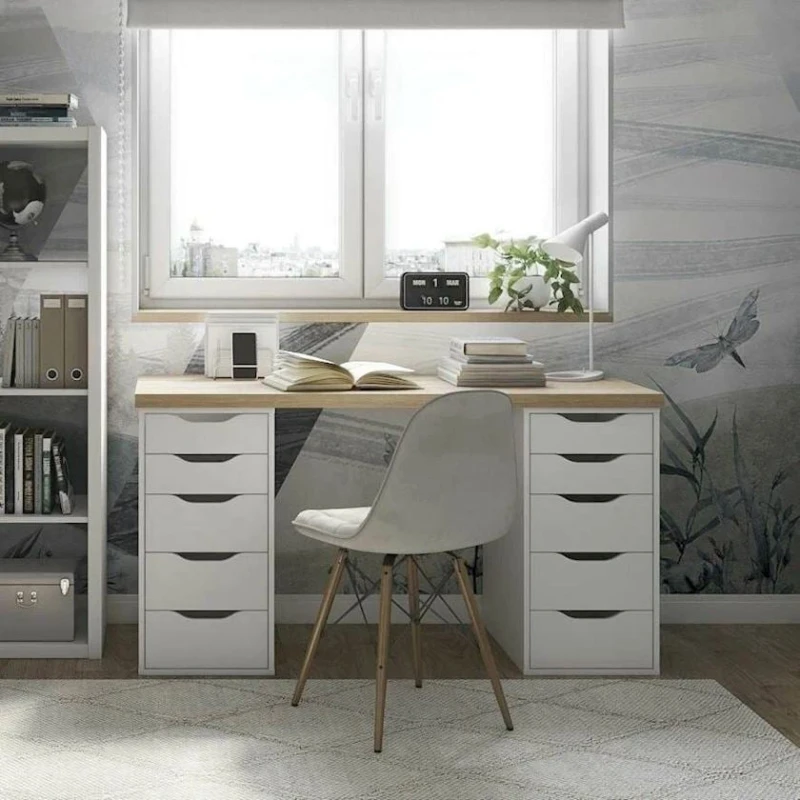 Письменный стол 3563_M2StolTumba6Roliki2Whson Белый/Сонома, ЛДСП, 75x55x140 см Письменный стол 3563_M2StolTumba6Roliki2Whson Белый/Сонома, ЛДСП, 75x55x140 см