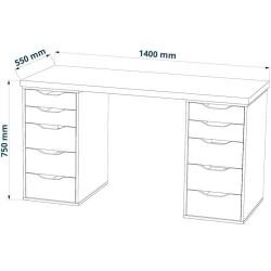 Письменный стол 3563_M2StolTumba6Roliki2Whson Белый/Сонома, ЛДСП, 75x55x140 см Письменный стол 3563_M2StolTumba6Roliki2Whson Белый/Сонома, ЛДСП, 75x55x140 см