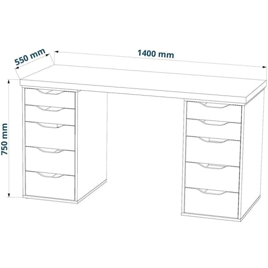 Письменный стол 3563_M2StolTumba6Roliki2Whson Белый/Сонома, ЛДСП, 75x55x140 см Письменный стол 3563_M2StolTumba6Roliki2Whson Белый/Сонома, ЛДСП, 75x55x140 см
