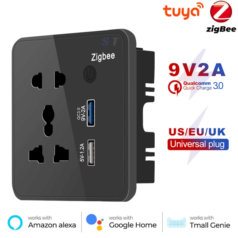 Умная розетка Tuya Smart Life ZigBee USB Black Умная розетка Tuya Smart Life ZigBee USB Black