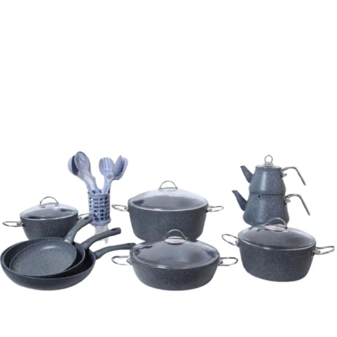 Набор посуды, серый, 24 предмета, набор ложек из 6 предметов, 2 перчатки, фартук, 20/24/28/30 см Набор посуды, серый, 24 предмета, набор ложек из 6 предметов, 2 перчатки, фартук, 20/24/28/30 см