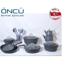 Набор посуды, серый, 24 предмета, набор ложек из 6 предметов, 2 перчатки, фартук, 20/24/28/30 см