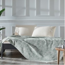 Yataq dəsti Tivolyo Home Papilion, yorğan üzü 200x220 sm, mələfə 240х260 sm, 2 əd yastıq üzü 50х70 sm, ikinəfərlik, lüks-satin/pambıq, yaşıl