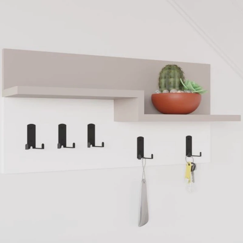 Вешалка Art Mebel Art_asilqan_18, ламинат, бежевая/белая, 20х60x20 см Вешалка Art Mebel Art_asilqan_18, ламинат, бежевая/белая, 20х60x20 см