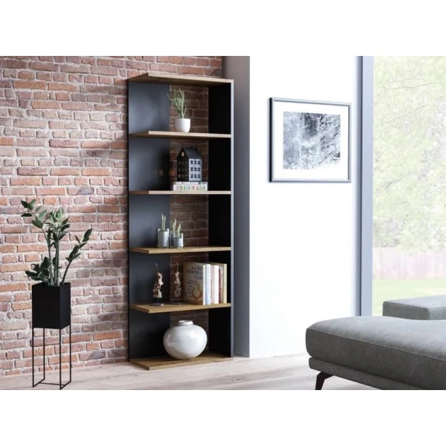 Стеллаж ev_12116145, ламинат, черный/коричневый, 60x30x180 см Стеллаж ev_12116145, ламинат, черный/коричневый, 60x30x180 см