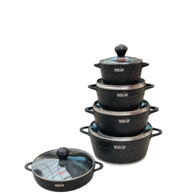 Qazan dəsti Vip Granit, qranit, qara, 10 parça Qazan dəsti Vip Granit, qranit, qara, 10 parça