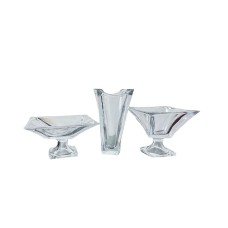 Meyvə qabları dəsti güldan ilə 00402, 3 parça, şüşə, şəffaf, 15x28 sm, 29x15 sm, 20x23 sm