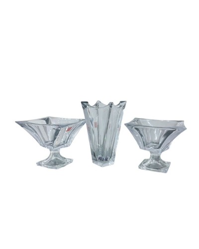 Meyvə qabları dəsti güldan ilə 00402, 3 parça, şüşə, şəffaf, 15x28 sm, 29x15 sm, 20x23 sm