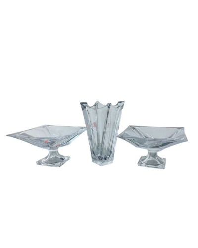 Meyvə qabları dəsti güldan ilə 00402, 3 parça, şüşə, şəffaf, 15x28 sm, 29x15 sm, 20x23 sm