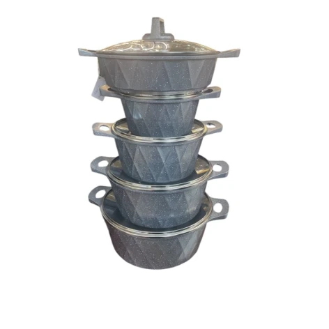 Qazan dəsti, qranit, boz, 10 parça, 24/20/32/28 sm
