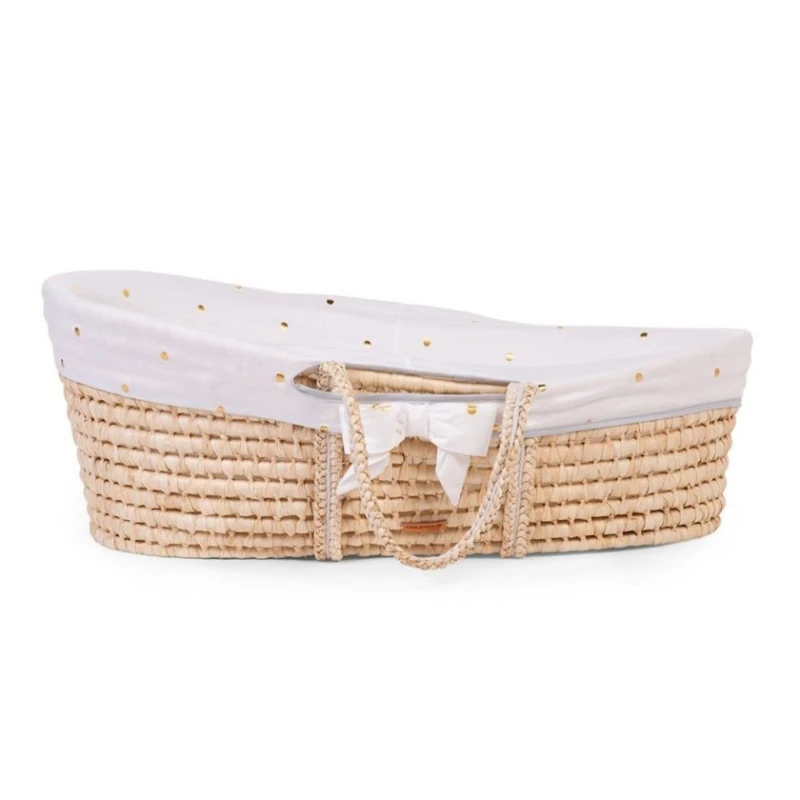 Покрывало для детской корзинки Childhome Moses Basket Cover, 85x45x1 см, белый/золотистый Покрывало для детской корзинки Childhome Moses Basket Cover, 85x45x1 см, белый/золотистый