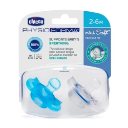 Набор пустышек Chicco Physio Forma Mini Soft Boy, 2-6 месяцев, силикон, 2 шт, голубой