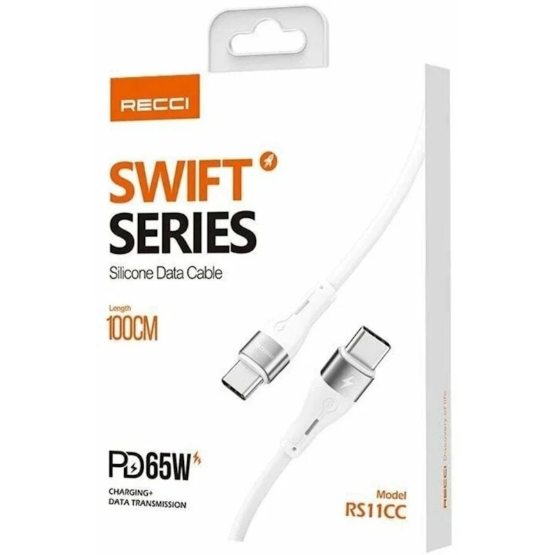 Kabel USB Type-C to Type-C Recci RS11CC, 1 m, ağ Kabel USB Type-C to Type-C Recci RS11CC, 1 m, ağ