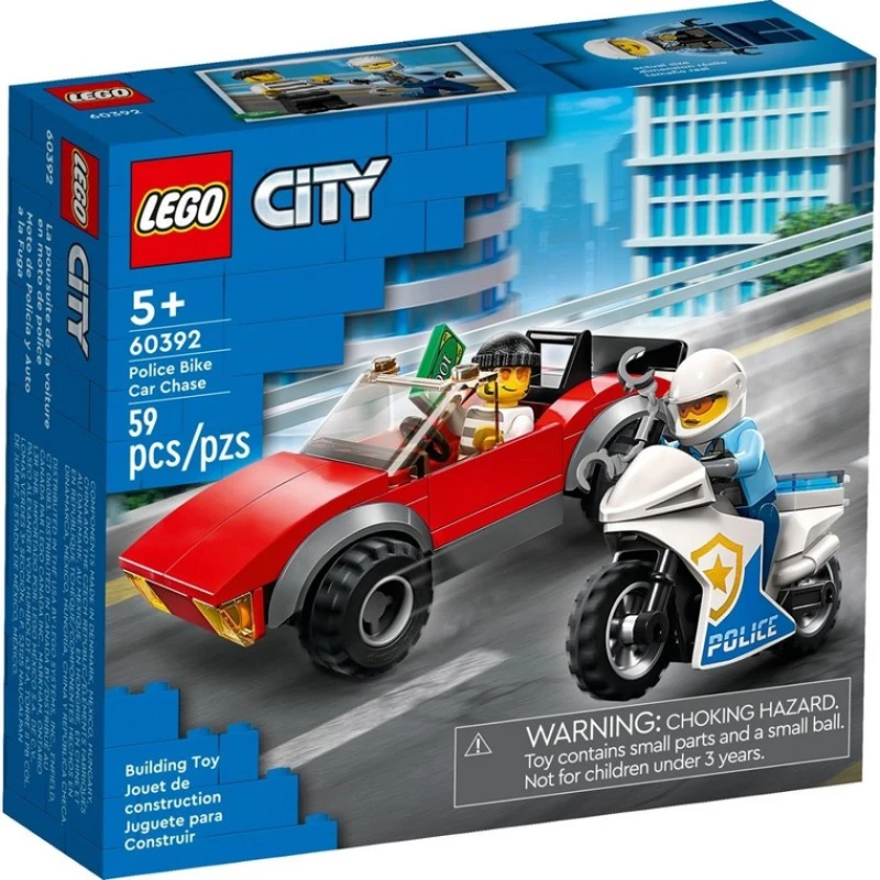 Конструктор LEGO City Police Bike Car Chase 60392, 5+ лет, 59 элементов