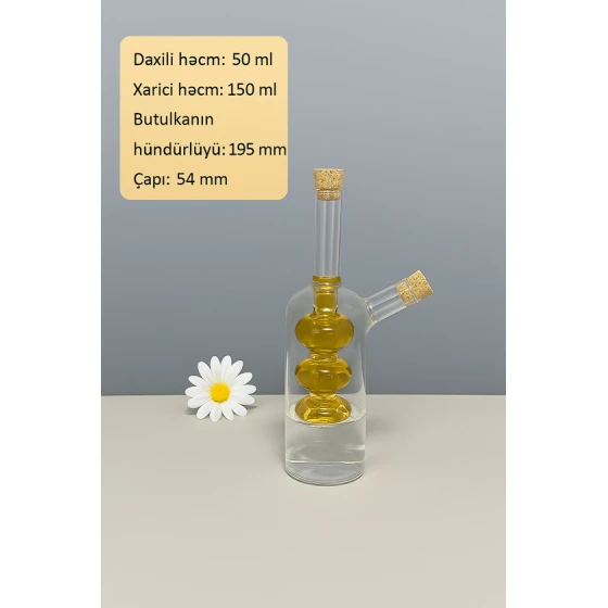 Yağ və sirkə qabı Plateon0054, şüşə, şəffaf, 50/150 ml