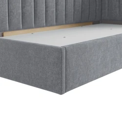 Односпальная кровать Art_tek_yataq (120) 79, ламинат/текстиль, серая, 200x85x120 см