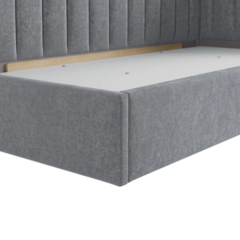 Tək nəfərlik çarpayı Art_tek_yataq (120) 79, laminat/parça, boz, 200x85x120 sm