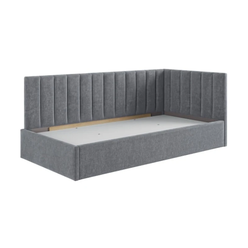 Tək nəfərlik çarpayı Art_tek_yataq (120) 79, laminat/parça, boz, 200x85x120 sm