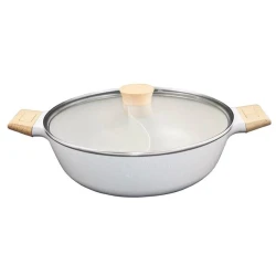 Сковорода двухсекционная Uakeen MK 002, с крышкой, гранит, 32 см, бежевая Сковорода двухсекционная Uakeen MK 002, с крышкой, гранит, 32 см, бежевая