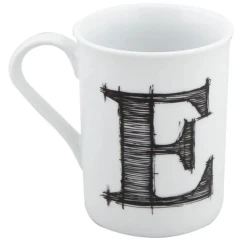 Кружка Porland Letter (E), фарфор, белая, 285 мл