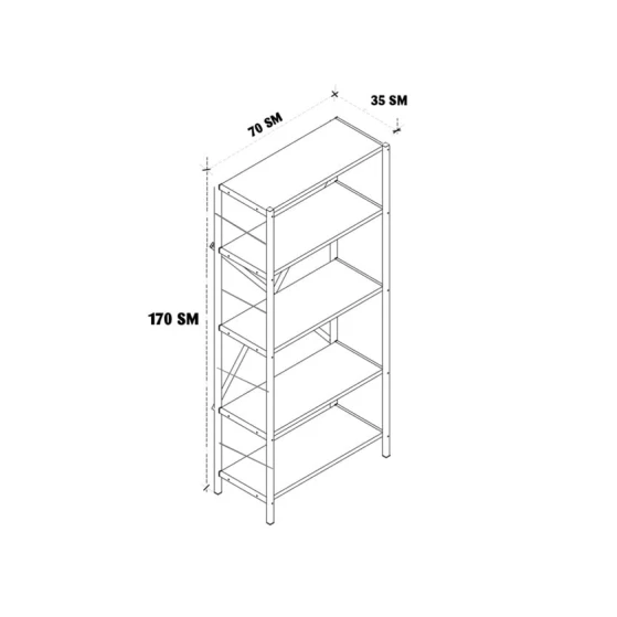 Стеллаж ev_12116206, ламинат, серый/коричневый, 70x35x170 см Стеллаж ev_12116206, ламинат, серый/коричневый, 70x35x170 см