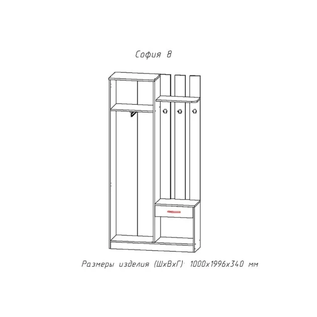 Шкаф для прихожей Letta 3563, 199.6x34x100 см, белый Шкаф для прихожей Letta 3563, 199.6x34x100 см, белый