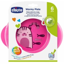 Термоустойчивая тарелка Chicco Warmy Plate, розовая, пластик, 6м+ Термоустойчивая тарелка Chicco Warmy Plate, розовая, пластик, 6м+