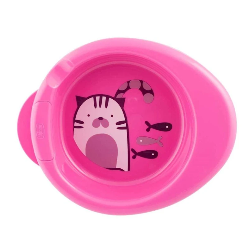 Термоустойчивая тарелка Chicco Warmy Plate, розовая, пластик, 6м+