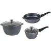 Набор посуды Мечта Гранит Star 001803, 3 шт, ковш 1.7 л, кастрюля 5 л, сковорода 26 см, алюминий, с крышкой, черный Набор посуды Мечта Гранит Star 001803, 3 шт, ковш 1.7 л, кастрюля 5 л, сковорода 26 см, алюминий, с крышкой, черный
