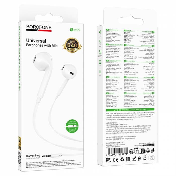 Simli qulaqlq Borofone BM99 Star White