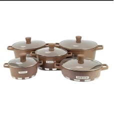 Qab-qacaq dəsti Uakeen UU-KK-002, 10 parça, qapaqları ilə, qəhvəyi