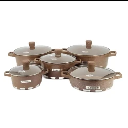 Набор посуды Uakeen UU-KK-002, 10 предметов, с крышками, коричневый Набор посуды Uakeen UU-KK-002, 10 предметов, с крышками, коричневый