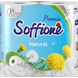 Туалетная бумага Soffione Premio Natural, 3-х слойная, 4 рулона