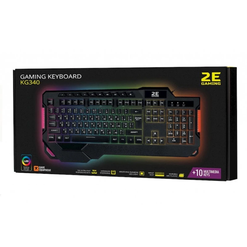 Клавиатура 2E Gaming Keyboard KG340 LED USB Black UKR Клавиатура 2E Gaming Keyboard KG340 LED USB Black UKR